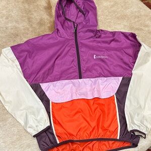 Cotopaxi Colorful Hooded Jacket in Purple and Orange